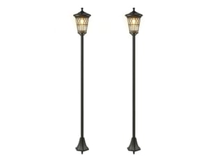 Lot de 2 lampes solaires de jardin à hauteur réglable, 2 modes d'éclairage, étanches ip44, pour terrasse ou patio, noires