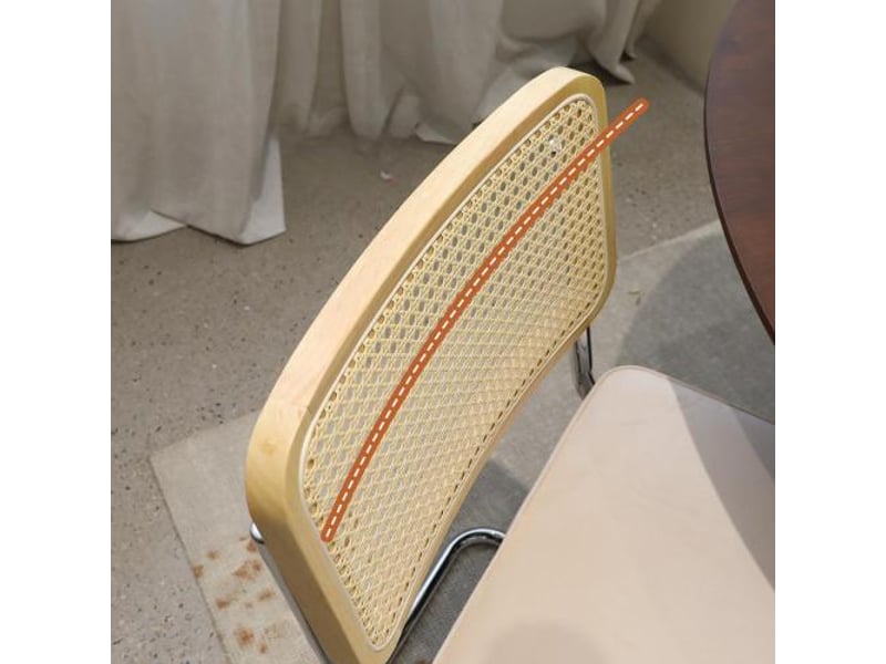  Chaises breuer mi-siècle velours et rotin, pieds chromés – ensemble de 2 chaises pour salle à manger, salon et cuisine  - Conforama D