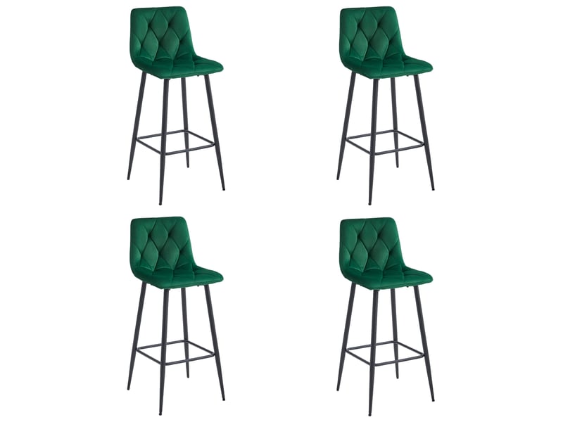 Family tabouret de bar nado - velours vert foncépieds noirs x 4  - Conforama A
