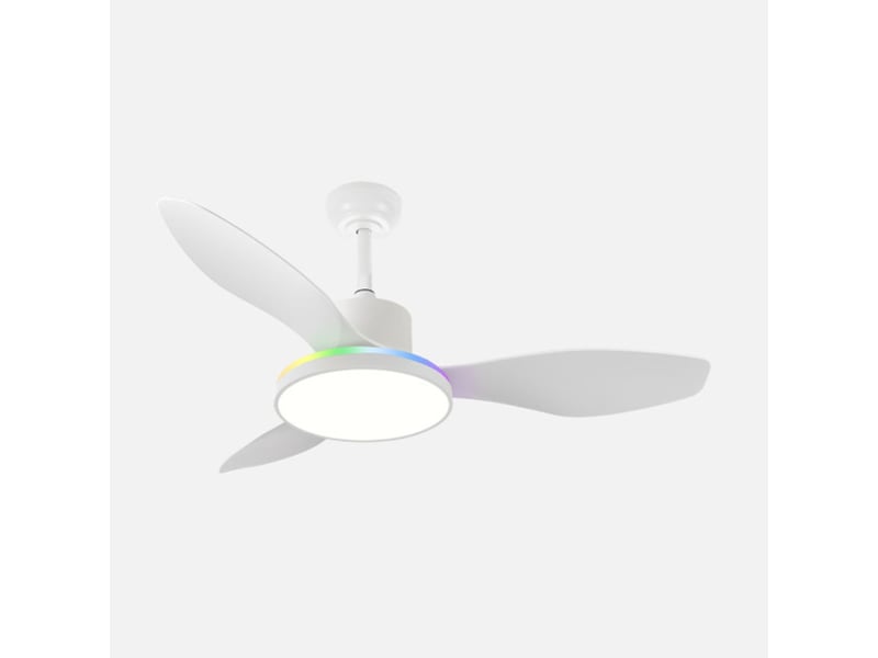  Ventilateur de plafond fabrilamp mandala dc blanc 3 pales 120 cm 6 vitesses led 48 w télécommande 246091301 - Conforama A