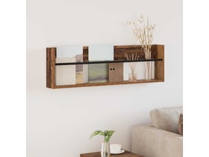 Étagère à magazines, porte-revues mural avec étagère bois ancien 100 x 12 x 30 cm cf41161