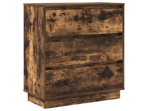 Vidaxl table de chevet chêne fumé 3 tiroirs led usb meuble rangement 71x34,5x75cm chambre salon