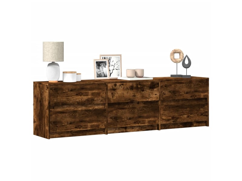  Meuble tv - banc tv - meuble de rangement avec led chêne fumé 180x34x50 cm bois d'ingénierie  - Conforama B