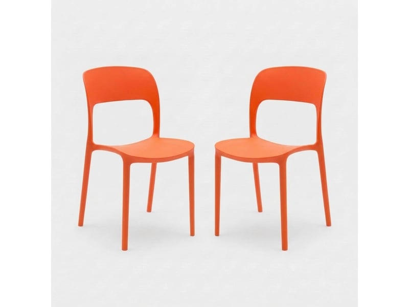  Lot de 2 chaises empilables intérieur et extérieur sirolo - orange  - Conforama A