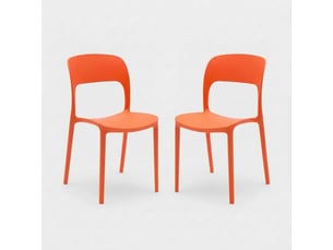 Lot de 2 chaises empilables intérieur et extérieur sirolo - orange