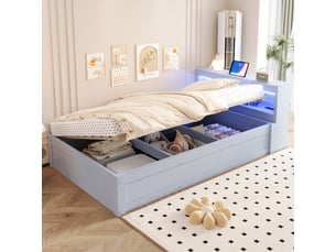 Lit coffre 90x200 cm <strong>SWEIKO</strong>  <strong></strong> coloris gris