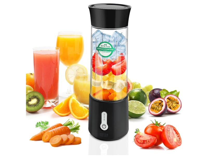  Blender portable sans fil usb-c, 6 lames inox, led, 620g, pctg, 89×89×270mm - noir  - Conforama B