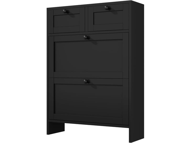  Meuble à chaussures étroit, 2 portes, étagère à chaussures pour entrée, 80 x 24 x 110 cm (longueur x largeur x hauteur) (noir)  - Conforama A