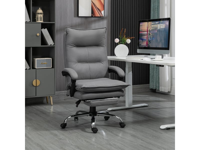  Fauteuil de bureau massant et chauffant, inclinable à 155° avec repose-pieds extensible, gris  - Conforama C
