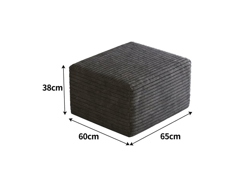  Pouf gris foncé en velours côtelé, rembourrage mousse, 65 x 60 x 38 cm  - Conforama C