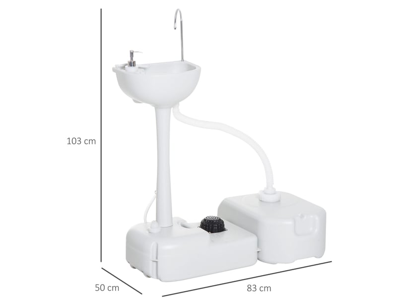  Lavabo de camping 83x50x103 cm avec pompe à pied gris clair  - Conforama E