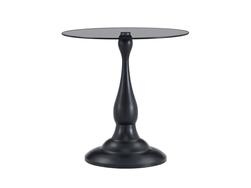  Table d'appoint ronde en verre trempé 50 cm, pied métal noir, hauteur 51,5 cm  - Conforama A