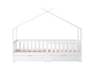 Lit cabane 90x200 cm <strong>MERAX</strong> <strong>lit enfant blanc</strong> coloris blanc