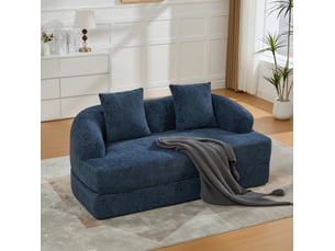 Canapé modulaire 2 pl 157x84x65cm, 2 coussins, mousse à haute densité, prêt à installer, adapté au salon, chenille, bleu marine