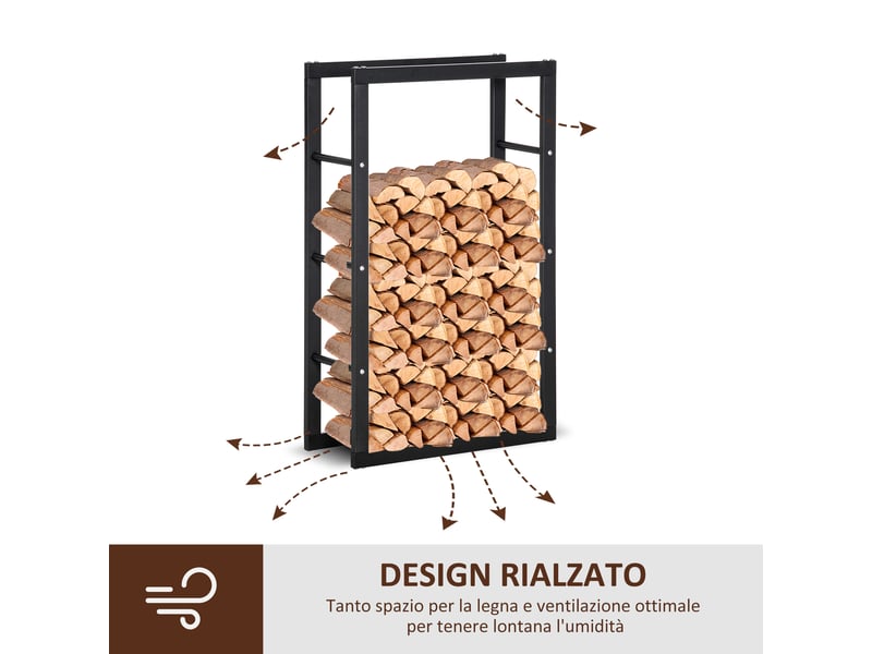  Porte-bûches vertical en métal, charge 100 kg, intérieur et extérieur, 60 x 25 x 100 cm  - Conforama W