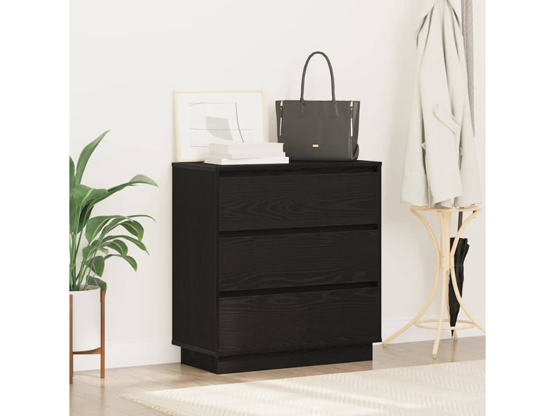  Table de chevet - cabinet de chevet - table de nuit chêne noir 71 x 34,5 x 75 cm  - Conforama C