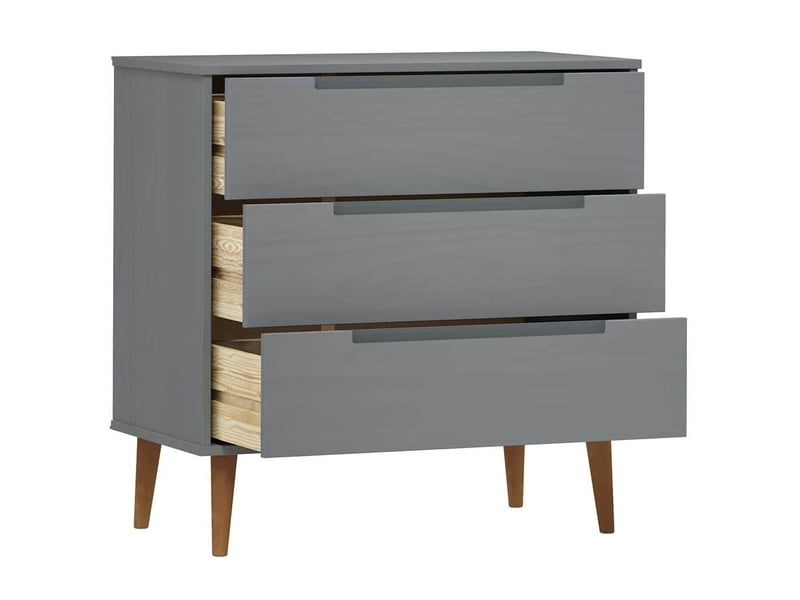  Commode chambre adulte, armoire à tiroirs molde gris 80x40x80 cm bois de pin massif  - Conforama E