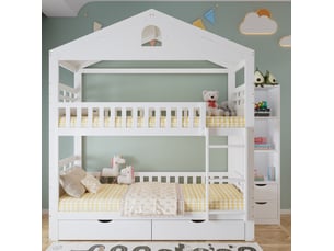 Lit superposé 2x90x200 cm <strong>DESVIAE</strong> <strong></strong> coloris blanc