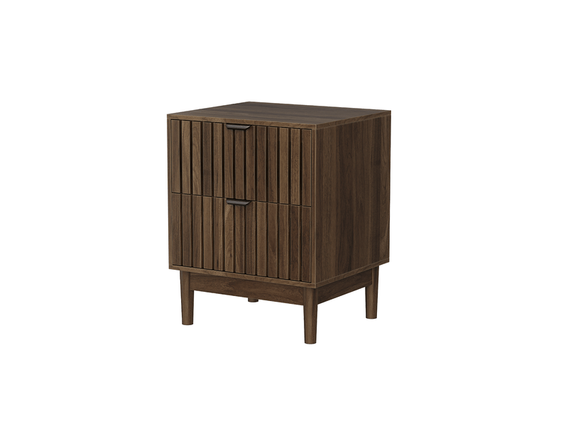  Table de chevet 2 tiroirs en mdf coloris noyer 45 x 39 x 56,5 cm W3180P567363 - Conforama A