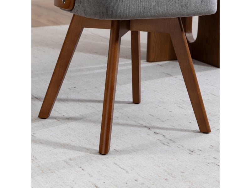  Ensemble de 2 chaises en bois pivotantes – dossier incurvé, coussins coton-lin gris – chaises d'appoint cuisinecafé  - Conforama E
