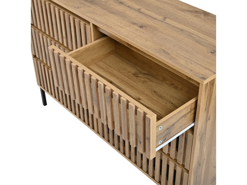 Buffet bas 120x40x81 cm naturel avec 6 tiroirs, étagères réglables Fay Lum - Conforama E