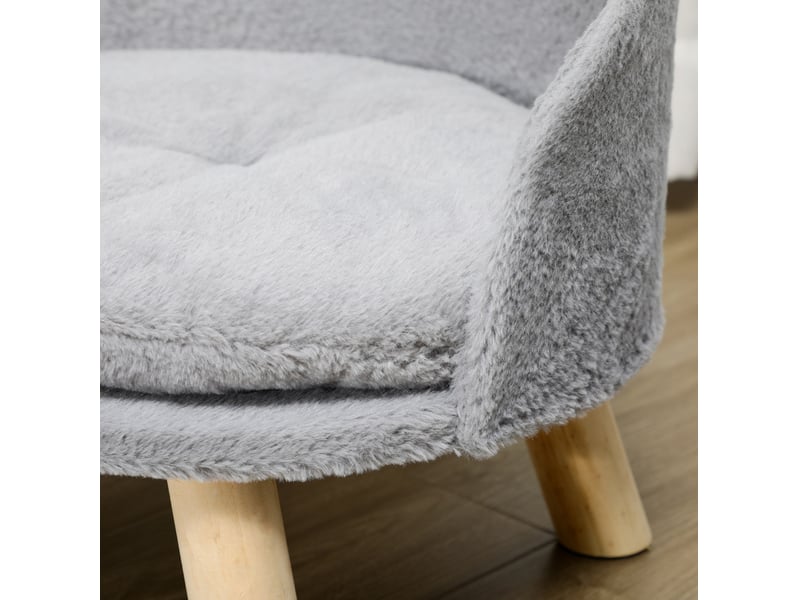 Canapé pour votre petit compagnon gris 40,5 x 40,5 x 33 cm avec coussin lavable et pieds en bois, pour le repos en intérieur - Conforama D