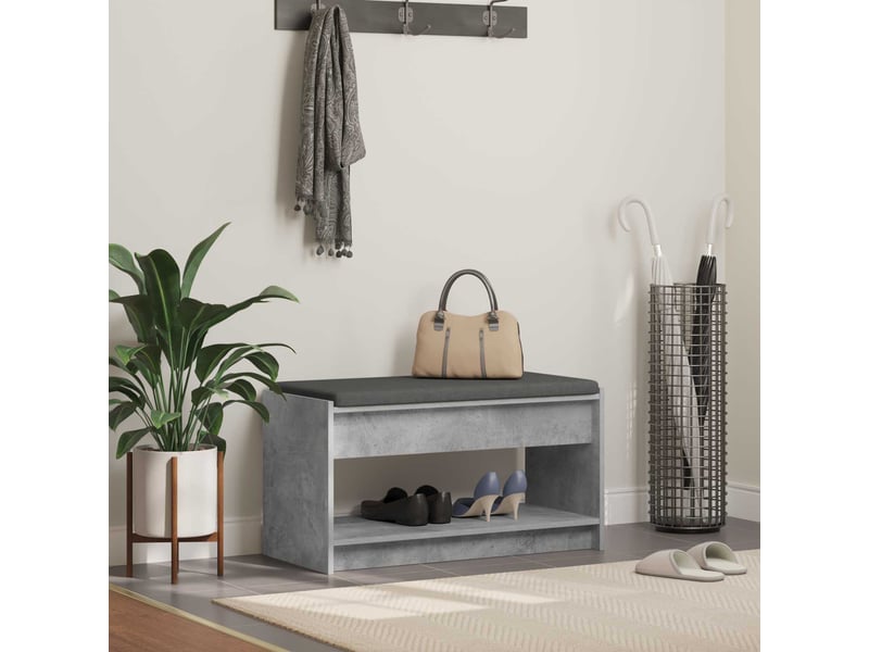  Banc d'entrée, banc interieur gris béton 83x38x45 cm  - Conforama B