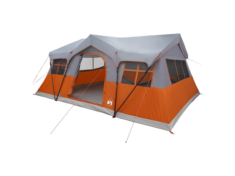 Tente de camping, tente familiale gris et orange 10 personnes polyester et acier - Conforama A