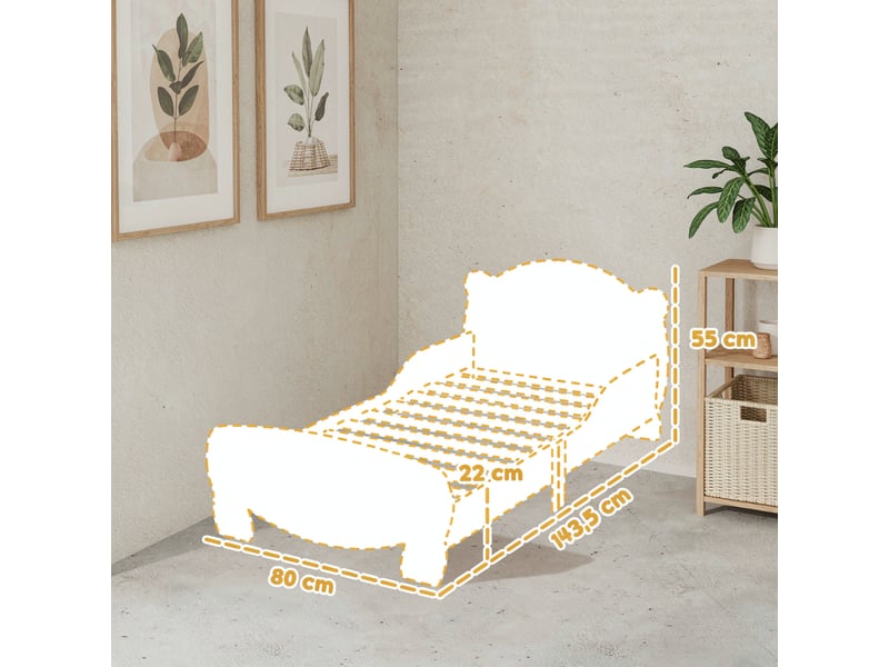  Lit enfant 70x140 bois naturel avec barrière de sécurité motif ours  - Conforama C