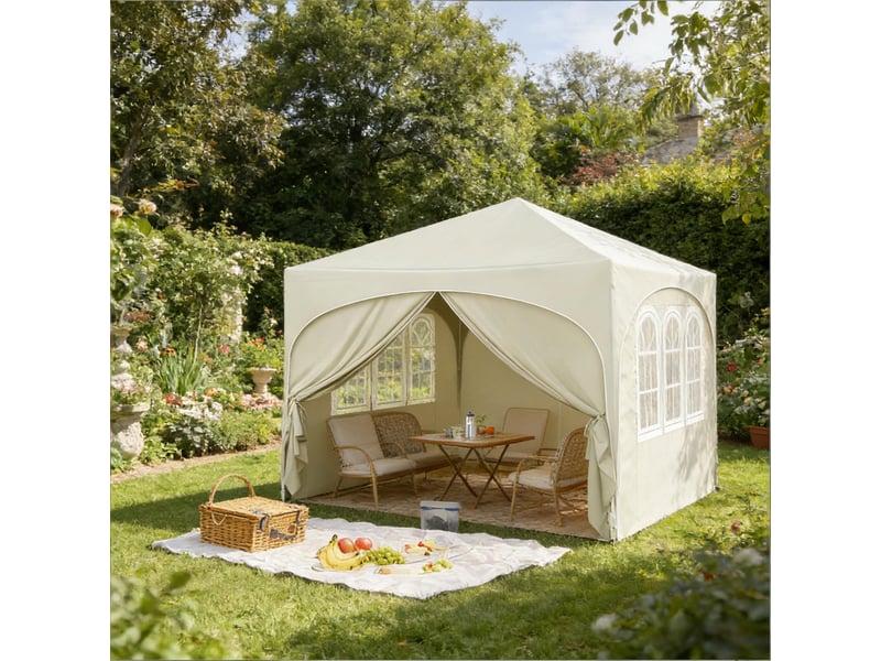  Tente pliante pop-up grise 3x3 m, protection uv upf50+, avec sac de transport  - Conforama D