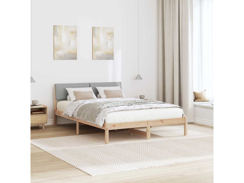  Lit double- lit adulte -  cadre de lit avec tête de lit marron et gris clair 135 x 190 cm  - Conforama C