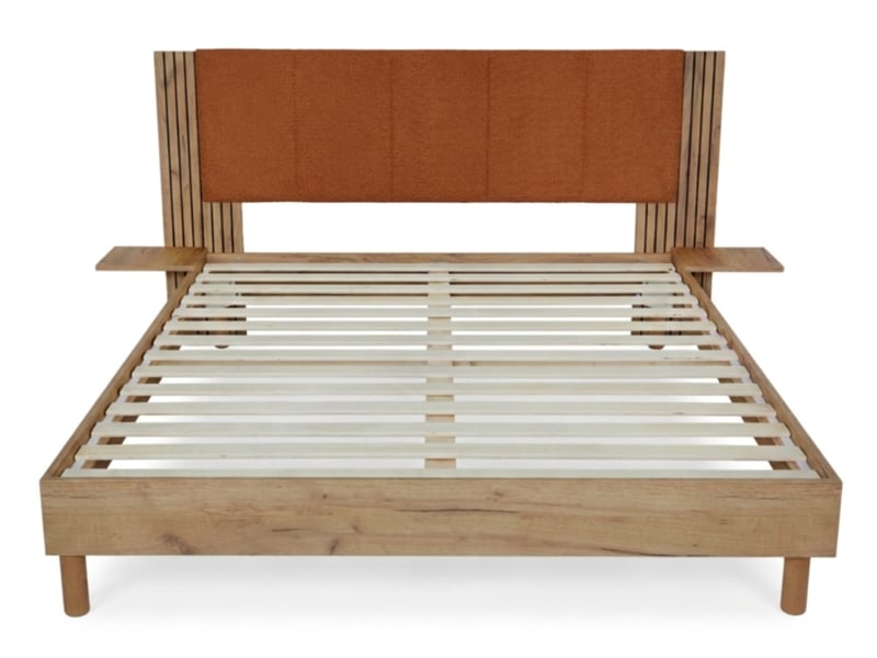  Bobochic lit isya tissu bouclette avec lattes massives orange 140x190 ISYA - Conforama D