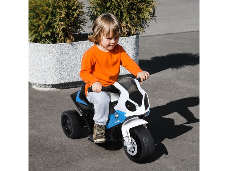  Moto électrique pour enfants de 18 à 36 mois, bmw s1000rr sous licence, vitesse 2,5 kmh, charge maximale 20 kg, dimensions 66 x 37 x 44 cm, bleue  - Conforama C