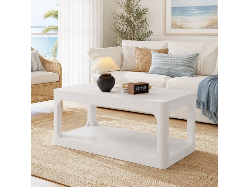  Table basse 100x50x44,5 cm en mdf avec étagère blanche chicfurn  - Conforama C