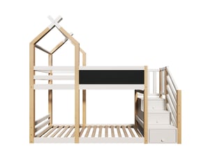 Lit cabane 90x200 cm <strong>OXEZA</strong>  <strong></strong> coloris bicolore
