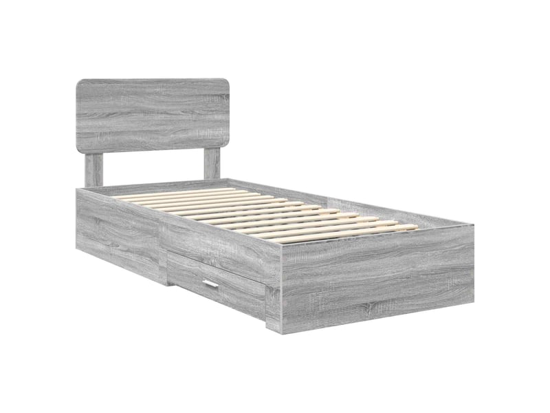  Lit simple- lit adulte -  cadre de lit gris sonoma 100 x 200 cm bois d'ingénierie  - Conforama C