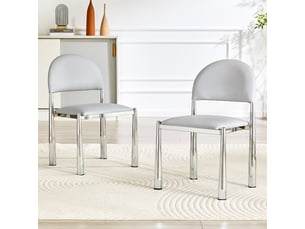 Lot de 2 chaises de salle à manger modernes rembourrées, dossier semi-circulaire, pieds métalliques, 80 cm