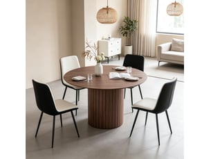 Table de salle à manger ronde pour 4 à 6 personnes piètement cylindrique en bois marron foncé 120 × 120 × 76 cm