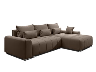 Canapé d'angle réversible convertible <strong>AX LIVING </strong> <strong>Rivolli</strong> 4 places Velours marron avec coffre de rangement