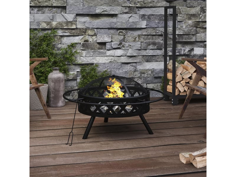  Brasero exterieur, foyer camping avec tisonnier 70 cm xxl acier shl1976  - Conforama B