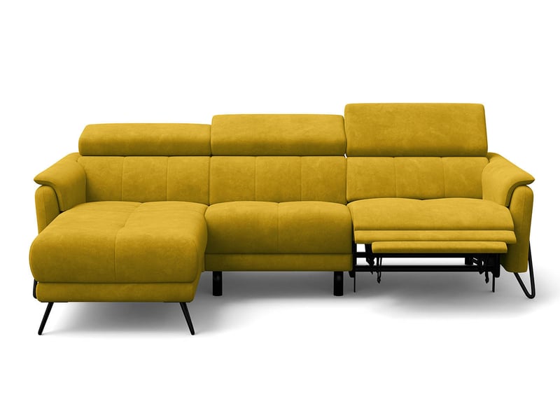 Canapé d'angle 4 places roden avec relax, tissu velours jaune foncé RODEN - Conforama C