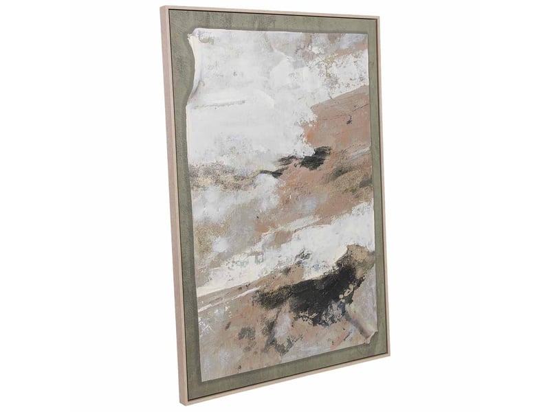  Tableau peint à la main avec cadre en bois vert foncé 83x4x123h cm  - Conforama A