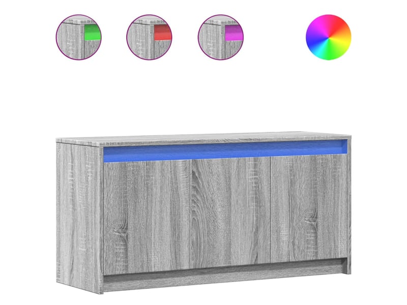 Meuble tv - banc tv - meuble de rangement avec led sonoma gris 100x34x50 cm bois d'ingénierie - Conforama A