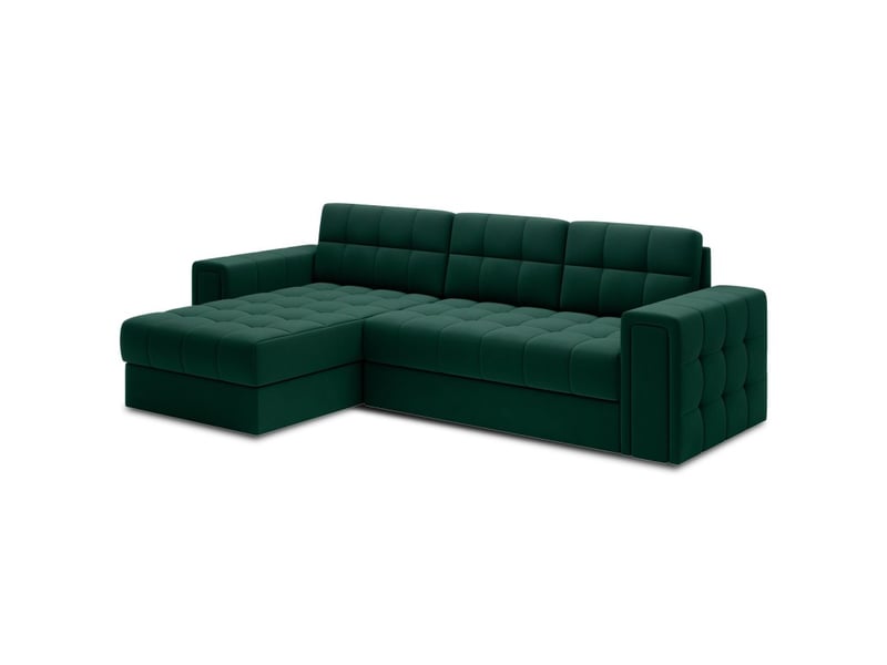 Canapé d'angle convertible kapitara vert réversible avec coffre de rangement - Conforama D
