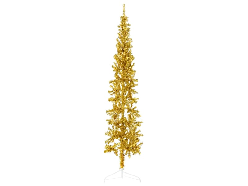 Demi sapin de noël, arbre de noël artificiel mince avec support doré 180 cm  - Conforama B