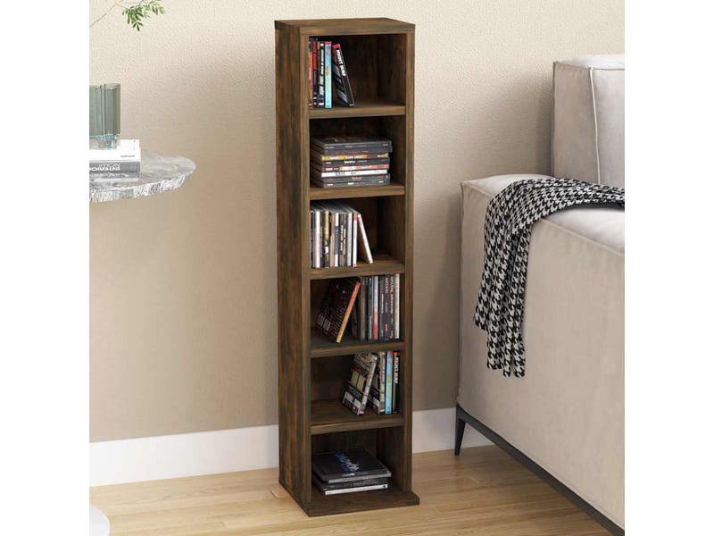  Petite bibliothèque, armoire à cd chêne fumé 21x20x88 cm bois d'ingénierie  - Conforama B