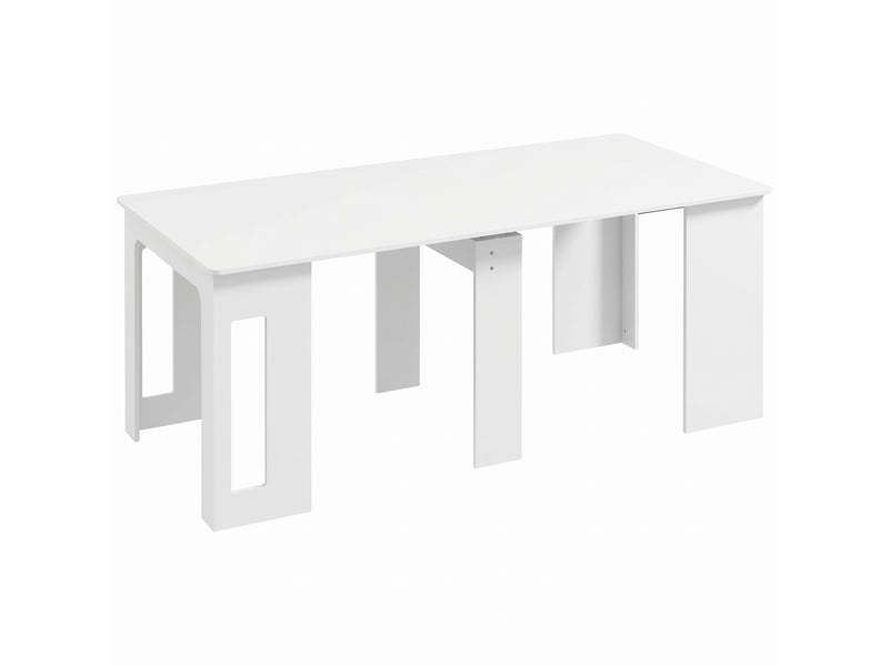  Table à manger pliante, table pliante cuisine extensible jusqu'à 6 personnes, pour petits espaces, salle à manger, blanc  - Conforama B