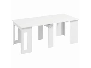 Table à manger pliante, table pliante cuisine extensible jusqu'à 6 personnes, pour petits espaces, salle à manger, blanc