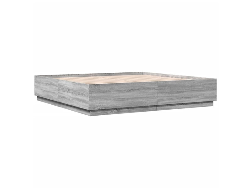 Lit double- lit adulte -  cadre de lit sans matelas sonoma gris 200x200 cm  - Conforama B
