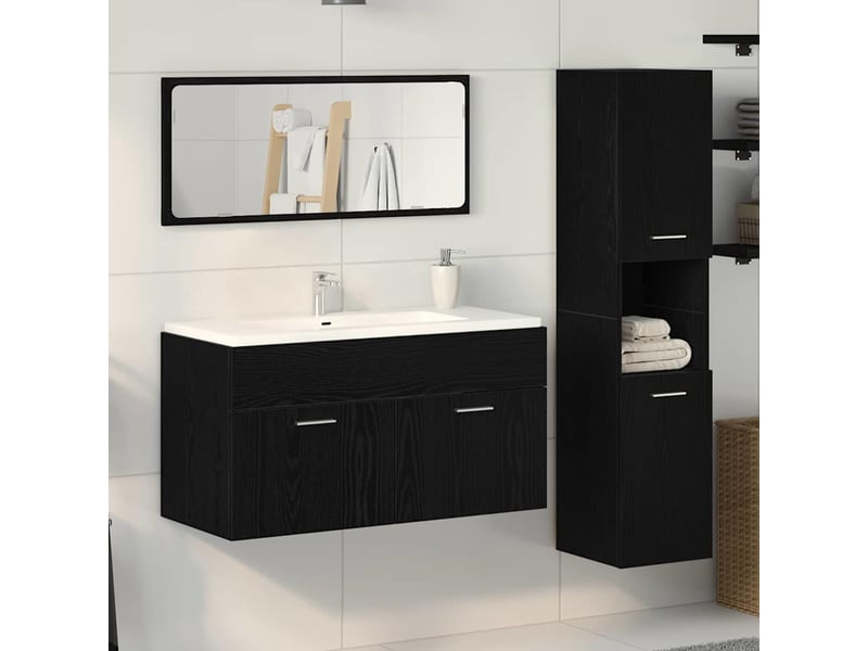  Ensemble de mobilier de salle de bain 3 pc chêne noir cf64326  - Conforama B